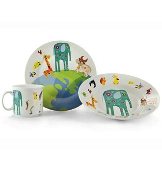Dětská spr. 3 díly porcelán dekor SAFARI-zvířátka
